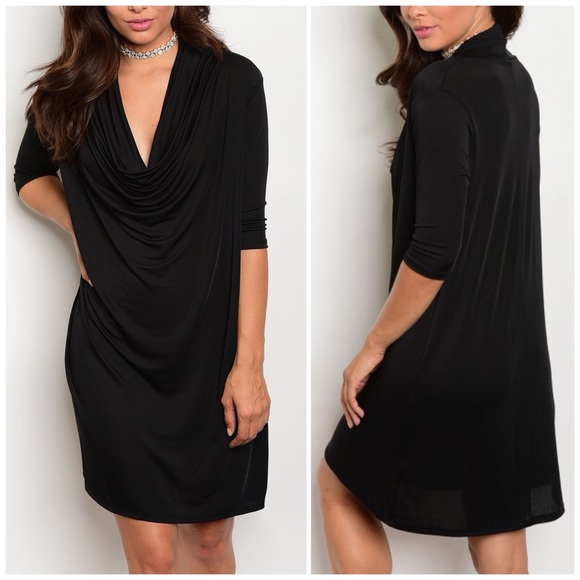 bchic_boutique Dresses & Skirts - ❗️CLOSING SALE❗️ Black Draped 3/4 Sleeve Dress
